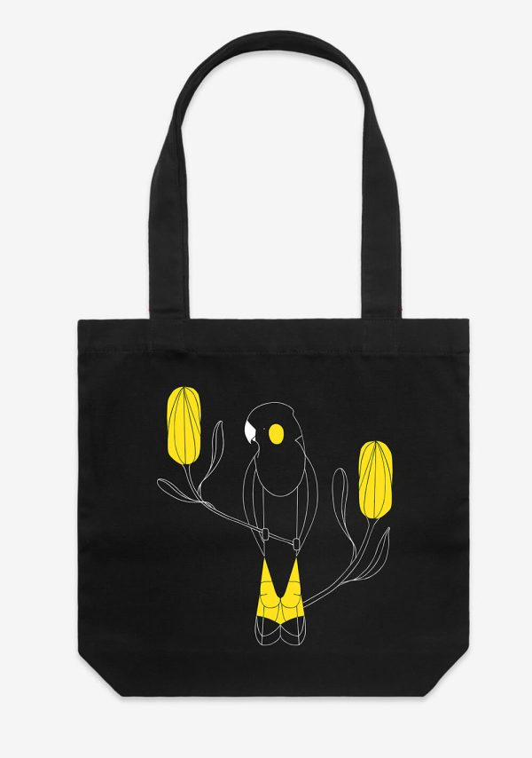 Yellow-tailed Black-Cockatoo and Banksia Tote Bag