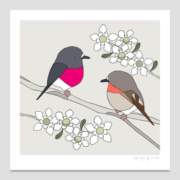 Rose Robins and Leptospermum Polygalifoilium Rose Robins and Leptospermum Polygalifoilium